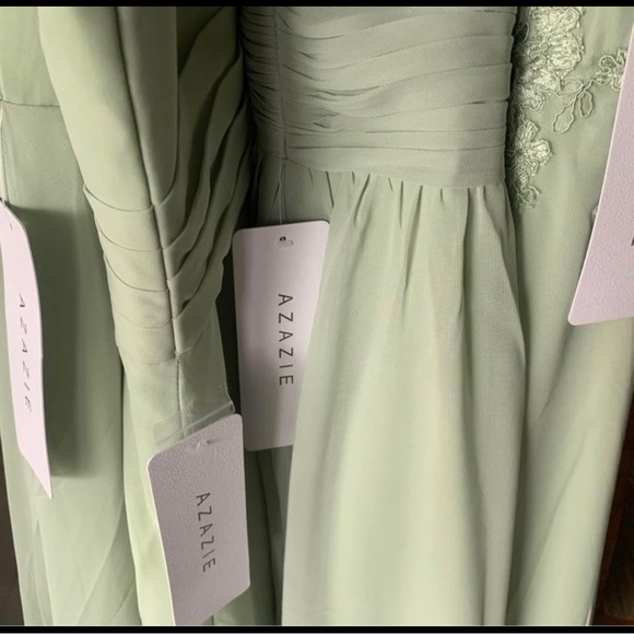 Four, NEW, Sage Green Bridesmaid dresses from Azazie. - Picture 8 of 10